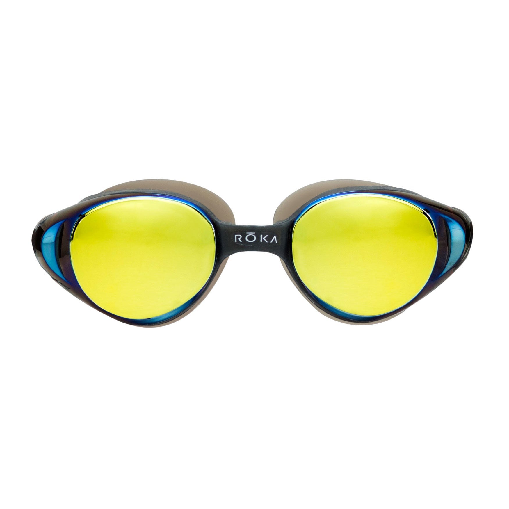 yellow goggle ROKA X1 Swimming Goggles, Dark Vermilion Mirror